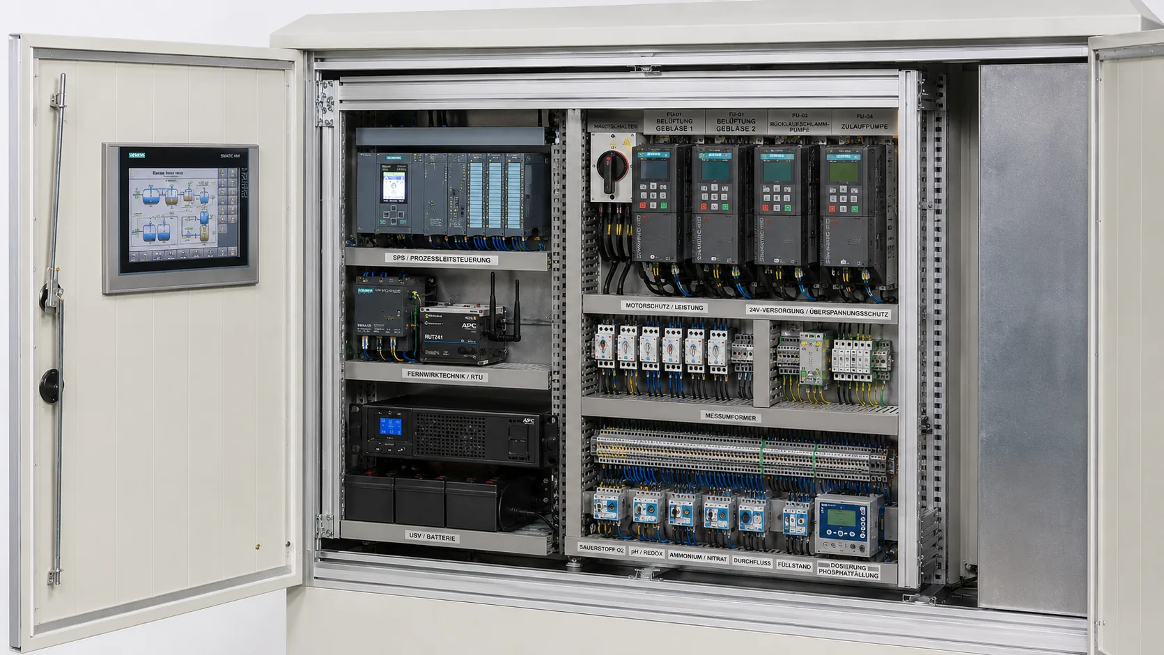 ZPAS Outdoor-Steuerschrank Wasserwirtschaft – SPS-Prozessleitsteuerung mit Touchpanel