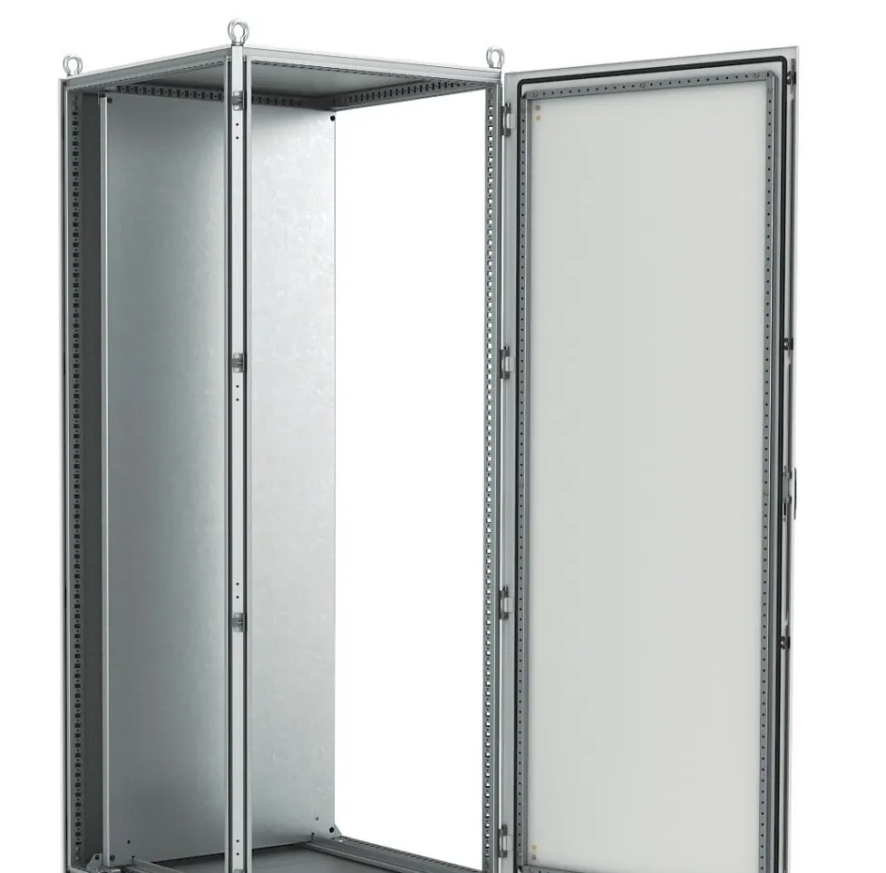 ZPAS electrical enclosure SZE3, open, interior view with mounting plate and all-round IP seal