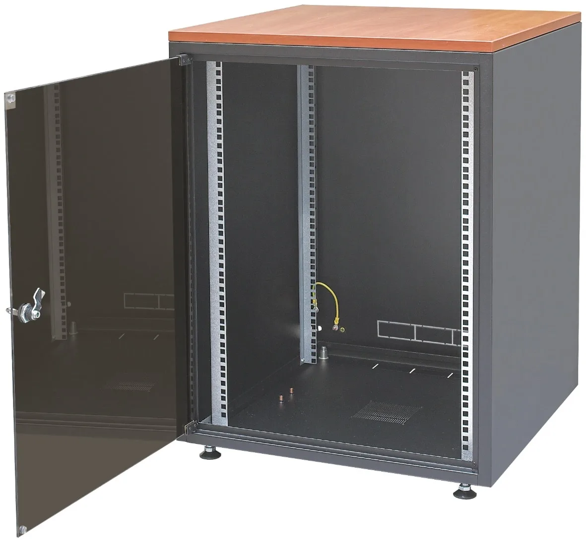 ZPAS SJB Netzwerkschrank RAL 9005 Schwarz mit Glastür und 19-Zoll-Tragwinkeln