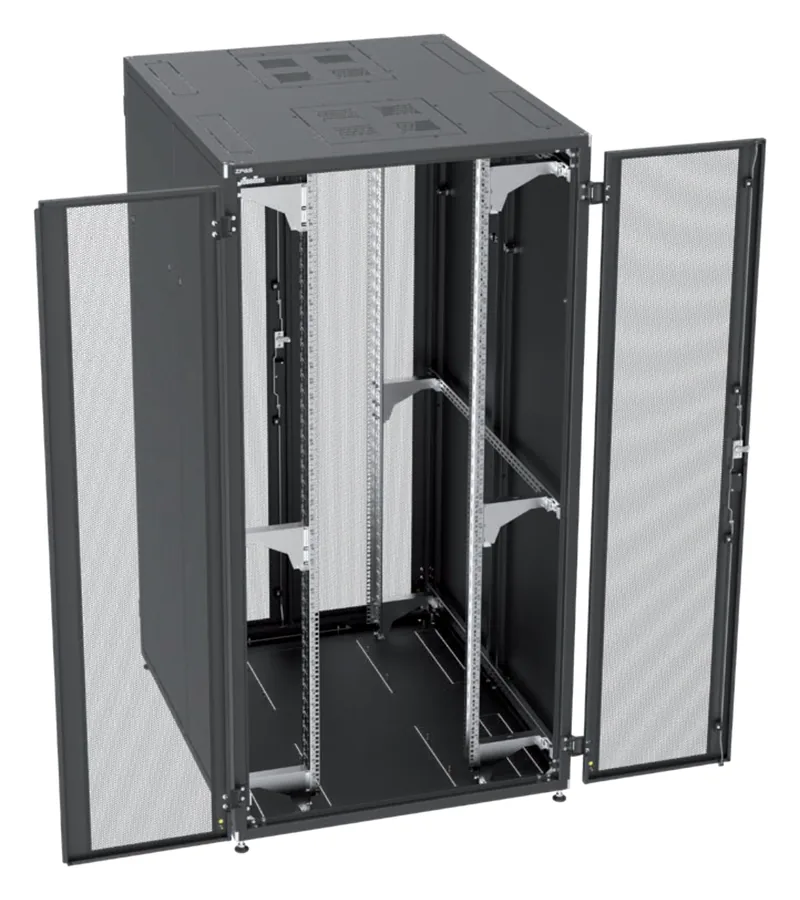 ZPAS SZB IT-MAX 42 HE, 1.000 × 1.200 mm, geöffnet – Profilschienen und Kabelraum