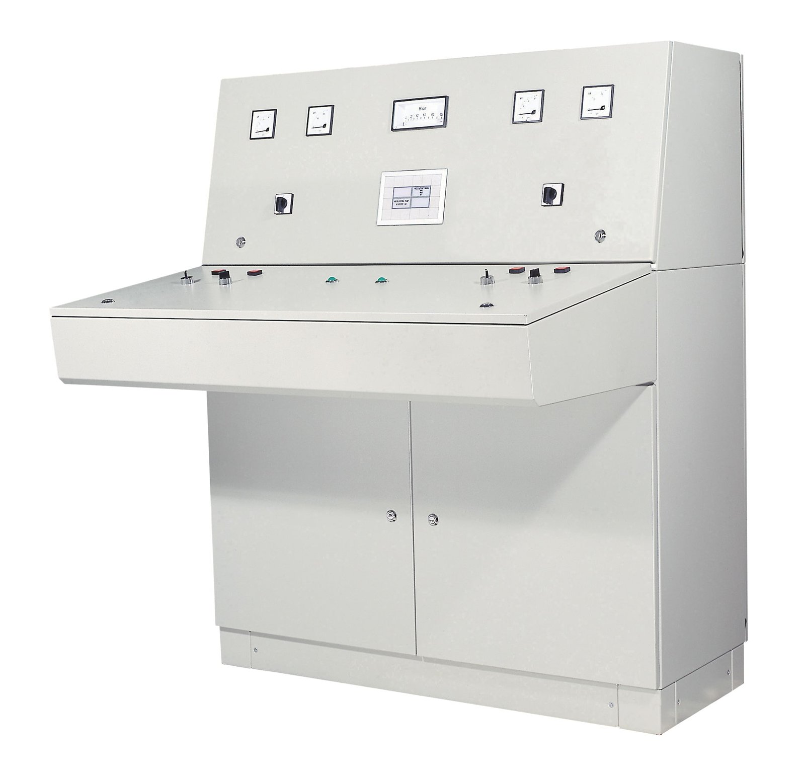 ZPAS Steuerpult PSL als Leitstand mit analogen Messinstrumenten und Display
