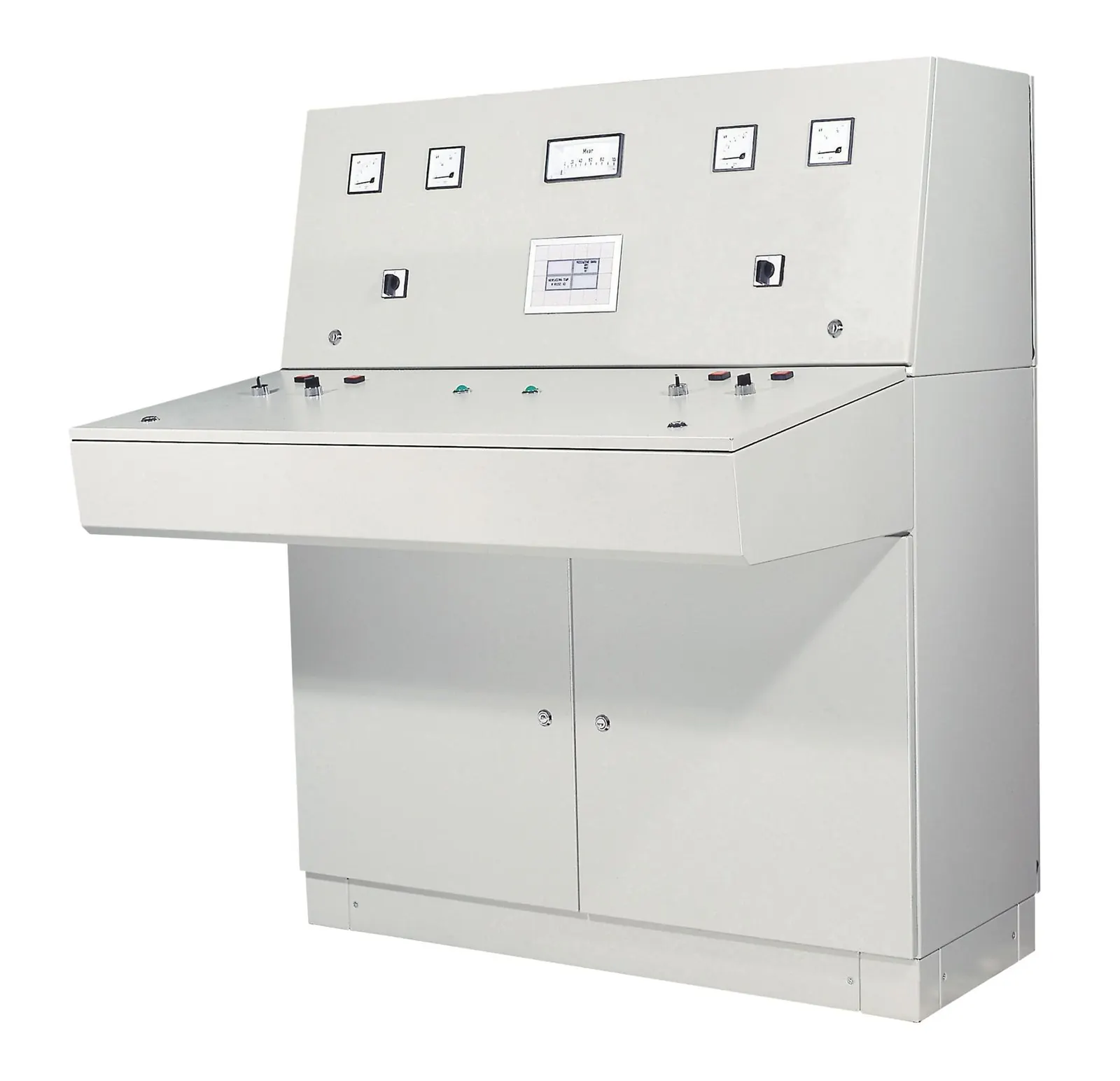 ZPAS PSL control desk as a control station with analogue measuring instruments and display