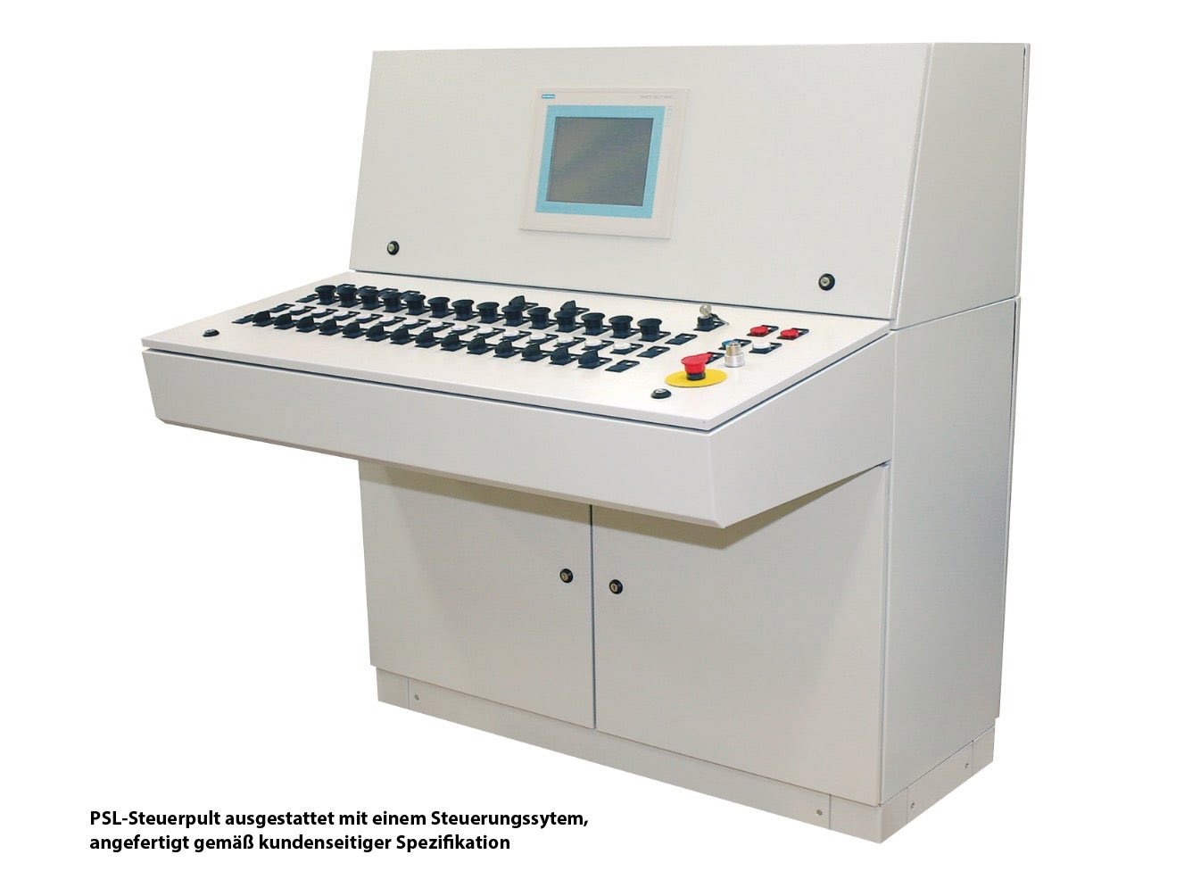 ZPAS Steuerpult PSL mit Steuerungssystem, Touchpanel und Bedienelementen nach Kundenspezifikation